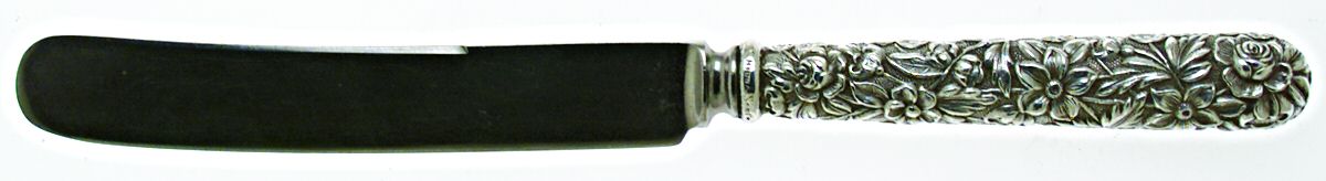 Repousse (Sterling, 1896, 925-1000) Old French Hollow Knife, Full Repousse w/ Bolster by Kirk Stieff-1