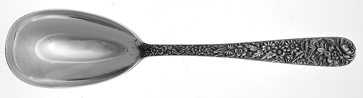 Repousse (Sterling, 1896, 925-1000) Large Solid Serving Spoon by Kirk Stieff-1