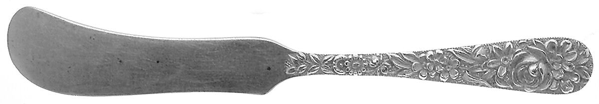 Repousse (Sterling, 1896, 925-1000) Flat Handle Butter Spreader by Kirk Stieff-1