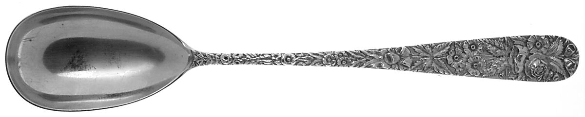 Repousse (Sterling, 1896, 925-1000) Solid Entree Serving Spoon by Kirk Stieff-1