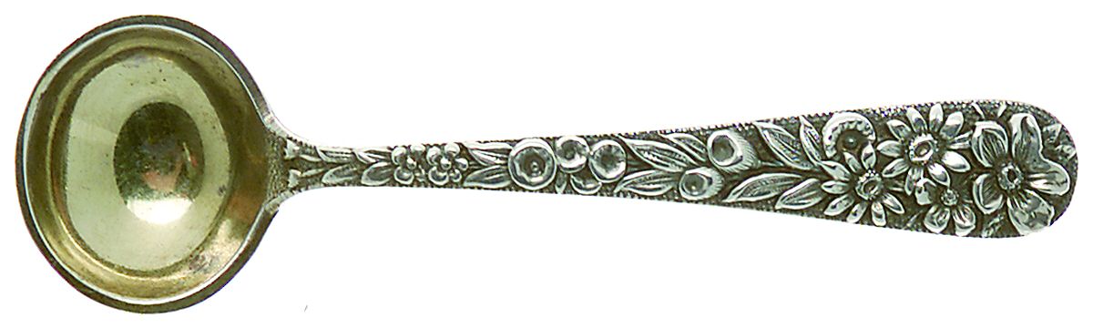Repousse (Sterling, 1896, 925-1000) Master Salt Spoon by Kirk Stieff-1