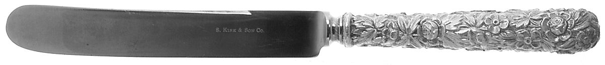 Repousse (Sterling, 1896, 925-1000) Old French Hollow Knife, Full Repousse by Kirk Stieff-1