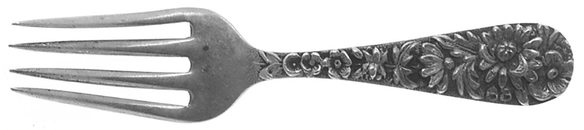 Repousse (Sterling, 1896, 925-1000) Small Baby Fork by Kirk Stieff-1
