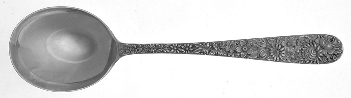 Repousse (Sterling, 1896, 925-1000) Round Bowl Soup Spoon (Gumbo) by Kirk Stieff-1