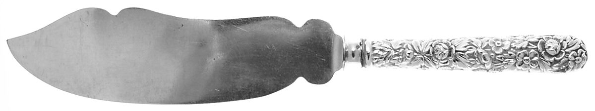 Repousse (Sterling, 1896, 925-1000) Full Repousse Ice Cream Serving Knife,Slvp Blade by Kirk Stieff-1
