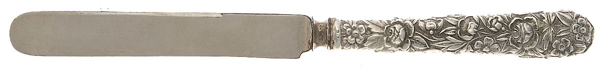 Repousse (Sterling, 1896, 925-1000) Full Repousse Tea Knife with Silverplate Blade by Kirk Stieff-1