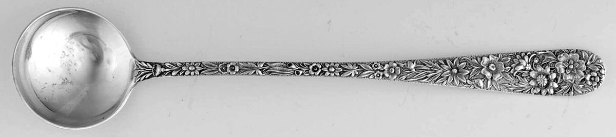Repousse (Sterling, 1896, 925-1000) Long Handle Chocolate Muddler Spoon by Kirk Stieff-1