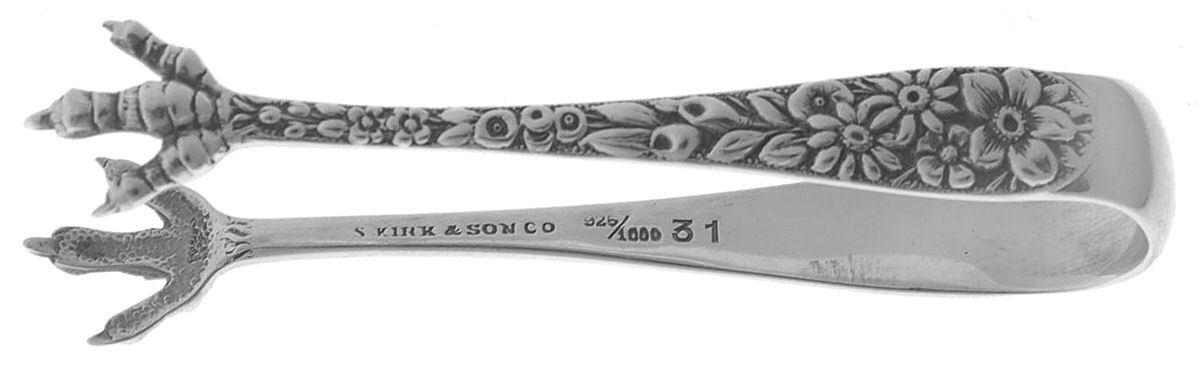Repousse (Sterling, 1896, 925-1000) Bon Bon Tongs by Kirk Stieff-1