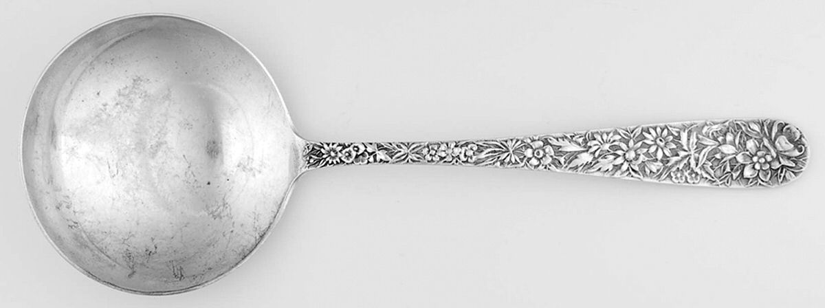 Repousse (Sterling, 1896, 925-1000) Solid Serving Spoon, Oversized by Kirk Stieff-1
