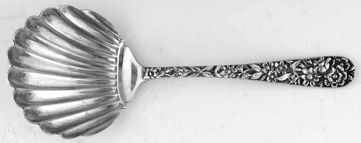 Repousse (Sterling, 1896, 925-1000) Solid Bon Bon Spoon by Kirk Stieff-1