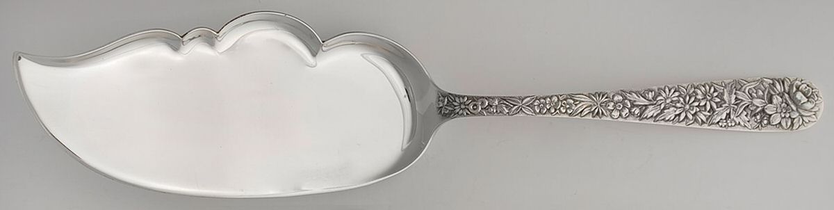 Repousse (Sterling, 1896, 925-1000) Large Solid Fish Serving Knife by Kirk Stieff-1