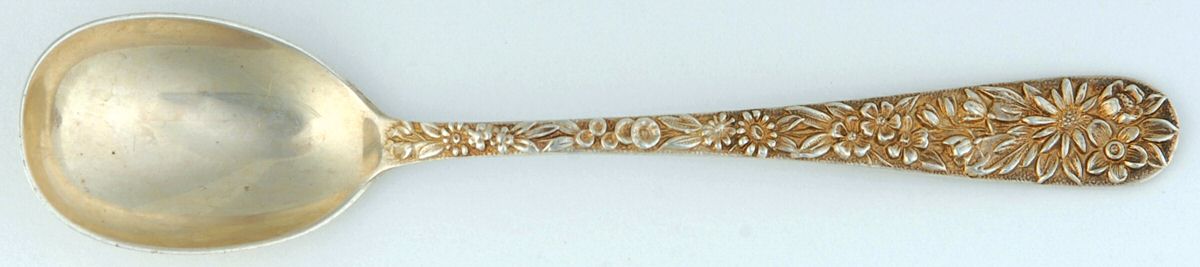 Repousse (Sterling, 1896, 925-1000) Large Sherbet Spoon by Kirk Stieff-1