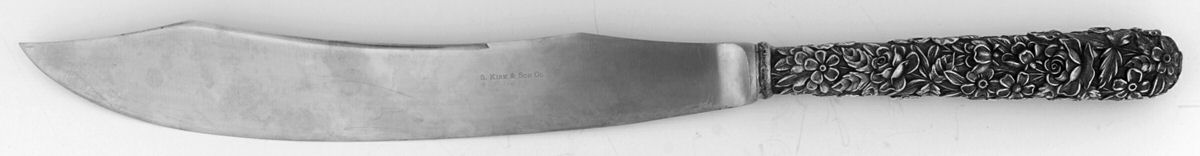 Repousse (Sterling, 1896, 925-1000) Large Stainless Blade Roast Carving Knife by Kirk Stieff-1