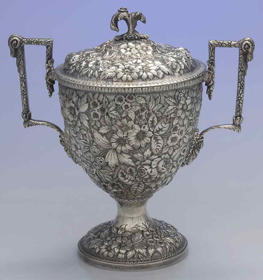 Repousse-Ram's Head (Coin, Full Chased) Sugar Bowl & Lid by Kirk Stieff-1