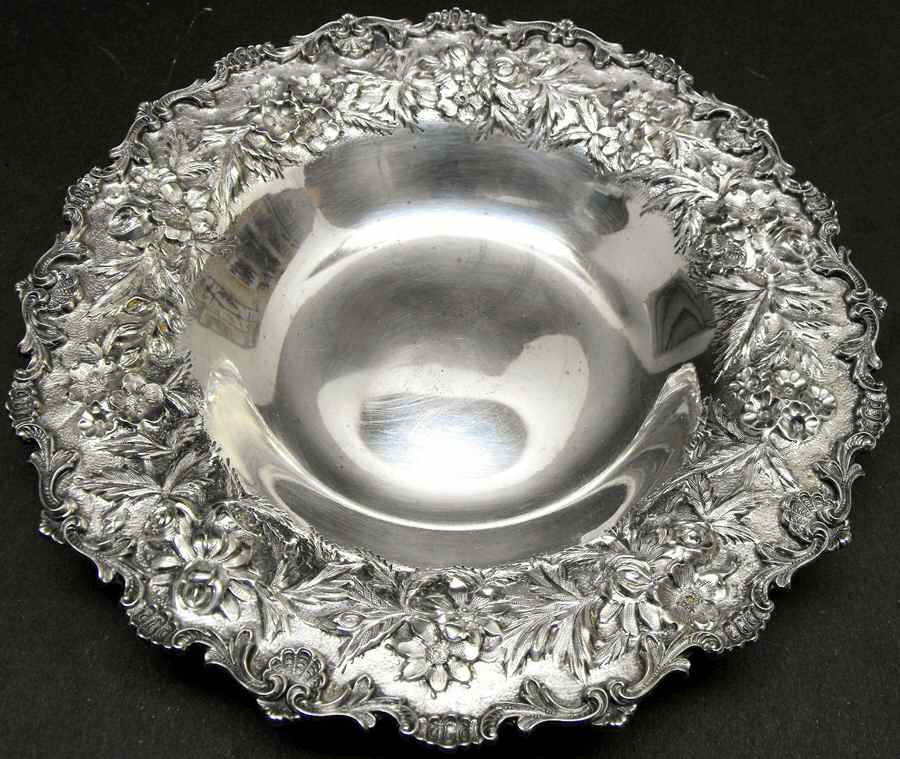 Repousse-Full Chased-Hand Chased Sterling Bon Bon Bowl by Kirk Stieff-1