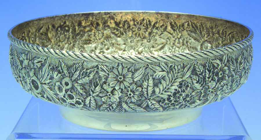 Repousse-Full Chased-Hand Chased Sterling Couped Fruit Bowl by Kirk Stieff-1