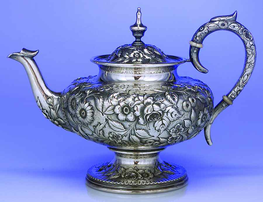 Repousse-.75 Chased (925-1000 Backstamp) Teapot by Kirk Stieff-1