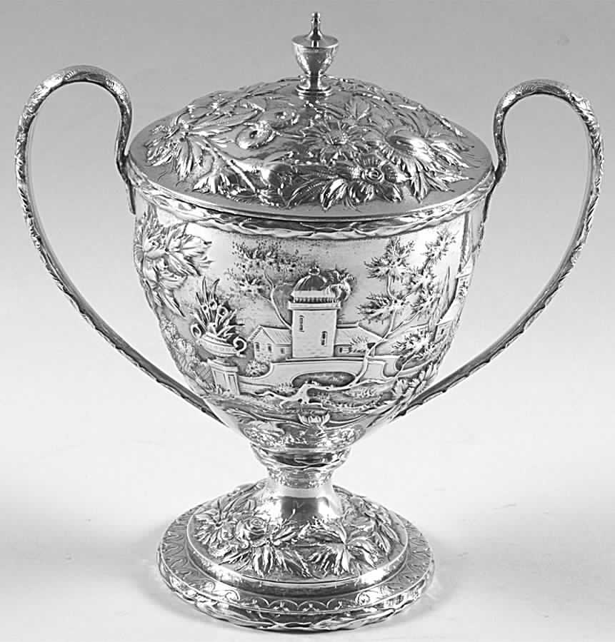 Repousse-Full Chsd-Landsc(925-1000) Sugar Bowl & Lid by Kirk Stieff-1