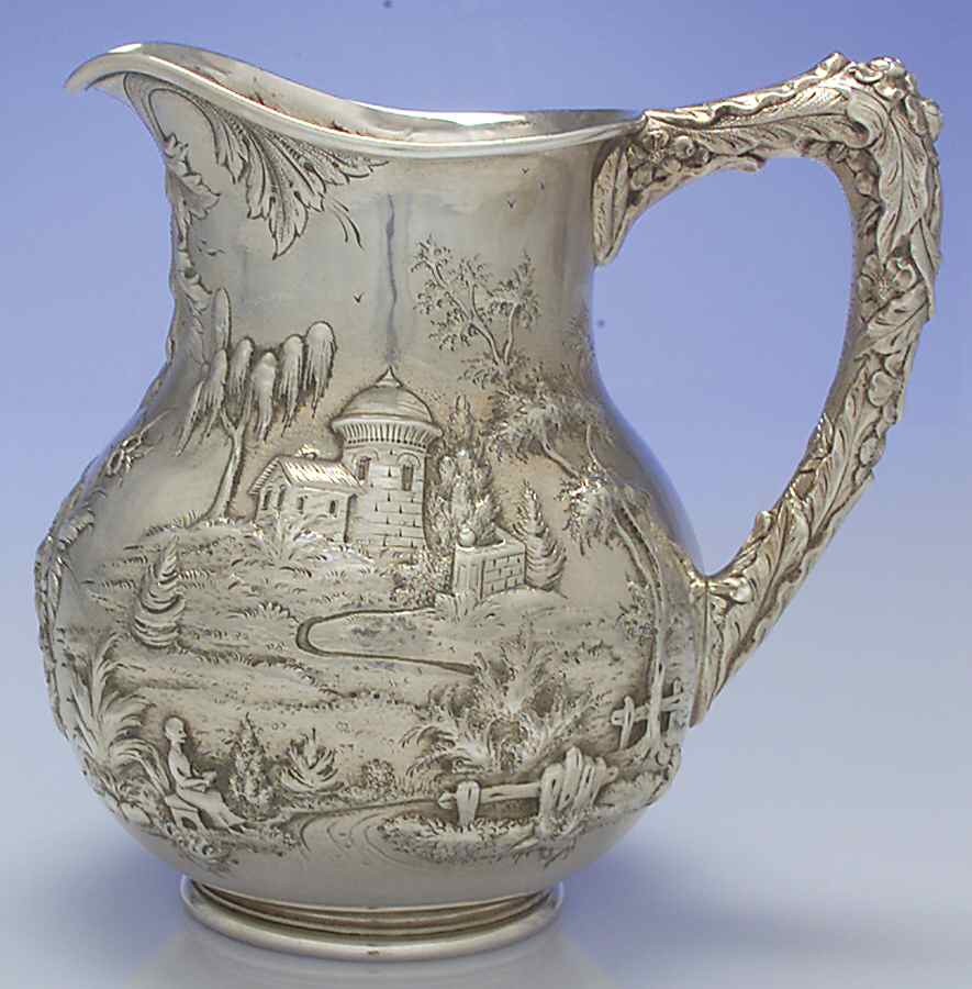 Repousse-Full Chsd-Landsc(925-1000) Sterling Water Pitcher by Kirk Stieff-1