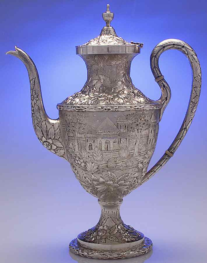 Repousse-Full Chsd-Landsc(925-1000) Coffee Pot by Kirk Stieff-1
