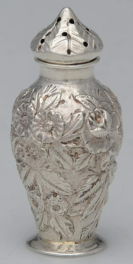 Repousse-Full Chased-Hand Chased Individual Salt Shaker by Kirk Stieff-1