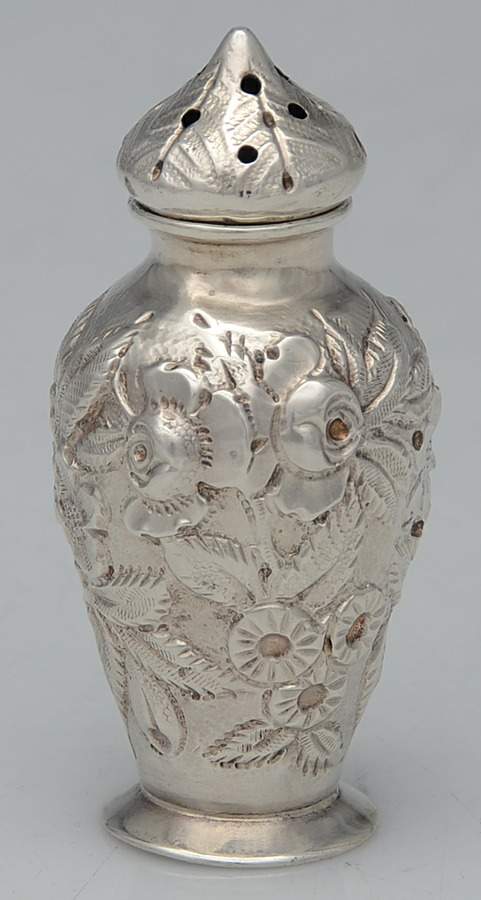 Repousse-Full Chased-Hand Chased Individual Pepper Shaker by Kirk Stieff-1