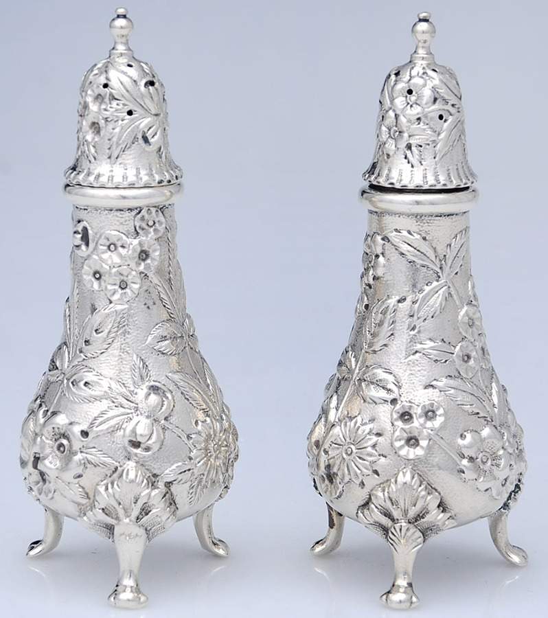 Repousse-Full Chased-Hand Chased Salt & Pepper Set by Kirk Stieff-1