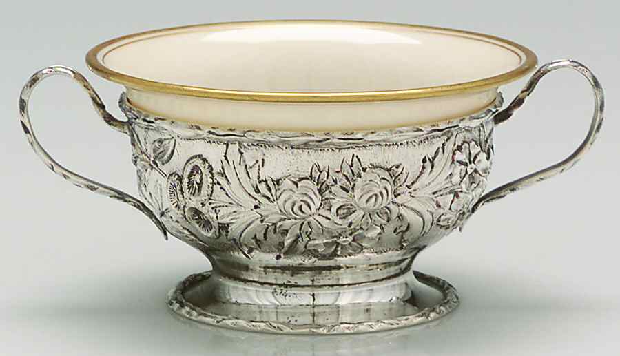 Repousse-Full Chased-Hand Chased Sterling Bouillon Cup with Liner, No Saucer by Kirk Stieff-1