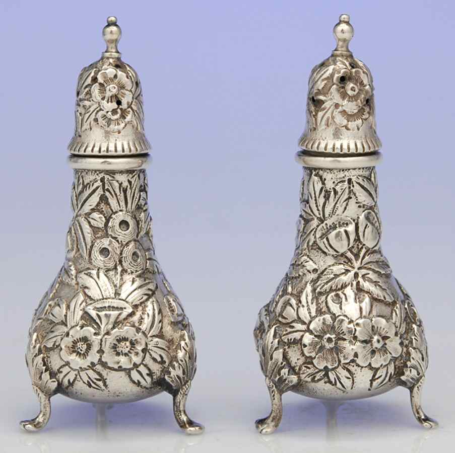 Repousse-Full Chased-Hand Chased Salt & Pepper Set by Kirk Stieff-1