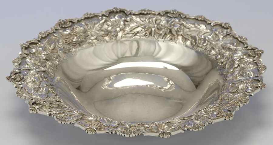Repousse-Full Chased-Hand Chased 11" Round Vegetable by Kirk Stieff-1