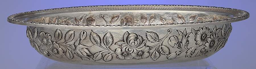 Repousse-Full Chased-Hand Chased 10" Oval Double Vegetable No Lid by Kirk Stieff-1