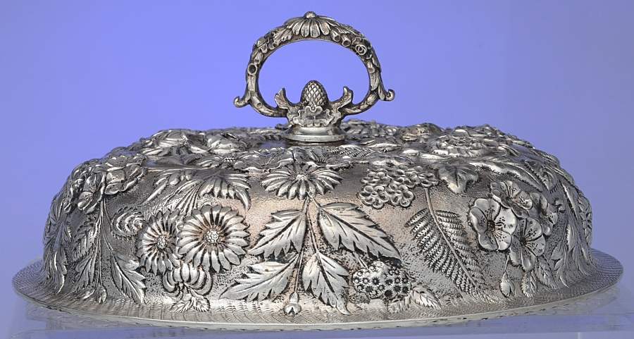 Repousse-Full Chased-Hand Chased Lid for Round Covered Vegetable by Kirk Stieff-1