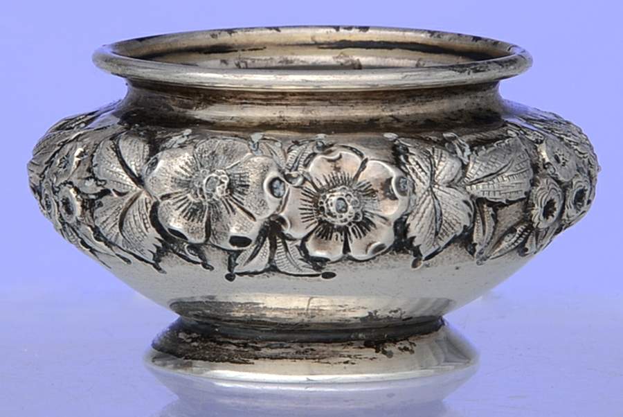 Repousse-Full Chased-Hand Chased Open Master Sterling Salt, No Liner by Kirk Stieff-1