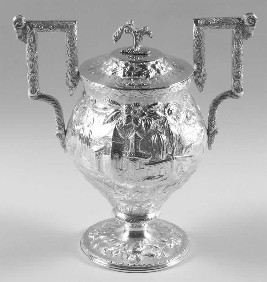 Castles (Sterling, Hollowware) Sugar Bowl & Lid by Kirk Stieff-1