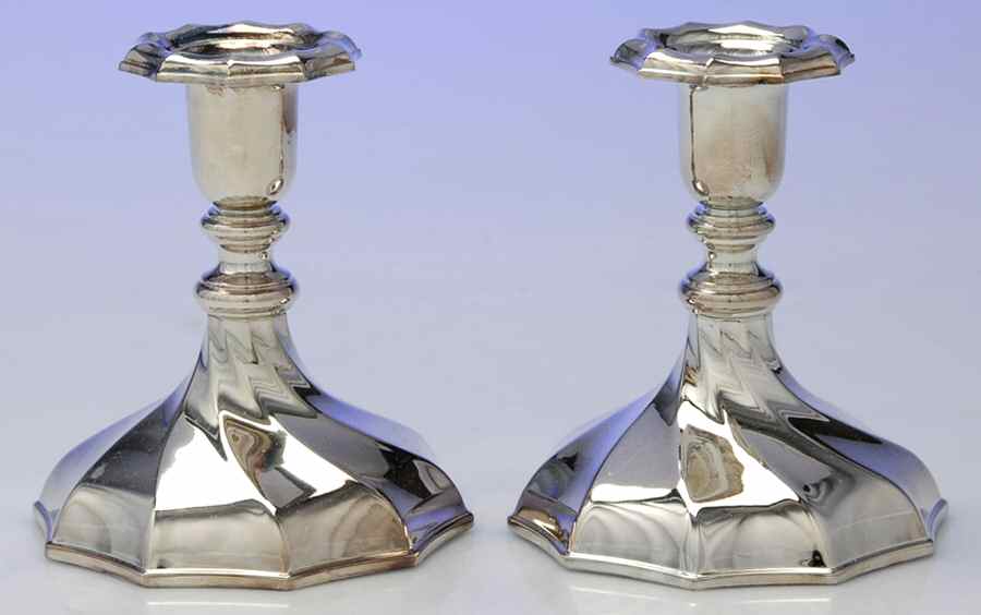 Keswick (Silverplate, Hollowware) Pair of 4" Candlesticks by Kirk Stieff-1