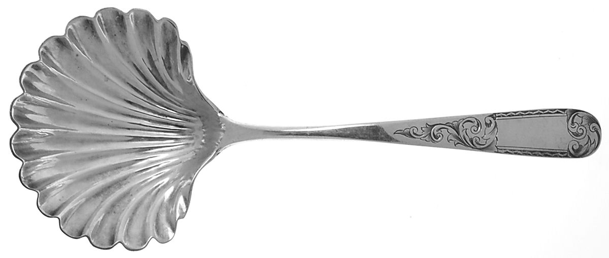 Mayflower (Coin) Solid Stewed Fruit Serving Spoon by Kirk Stieff-1