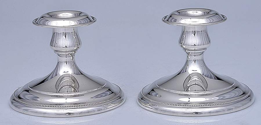106 (Sterling, Hollowware) Pair of Weighted Console Candleholders by Kirk Stieff-1