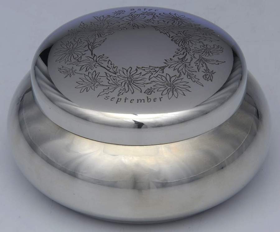 Flower of the Month (Pewter, Hollowware) Covered Box by Kirk Stieff-1