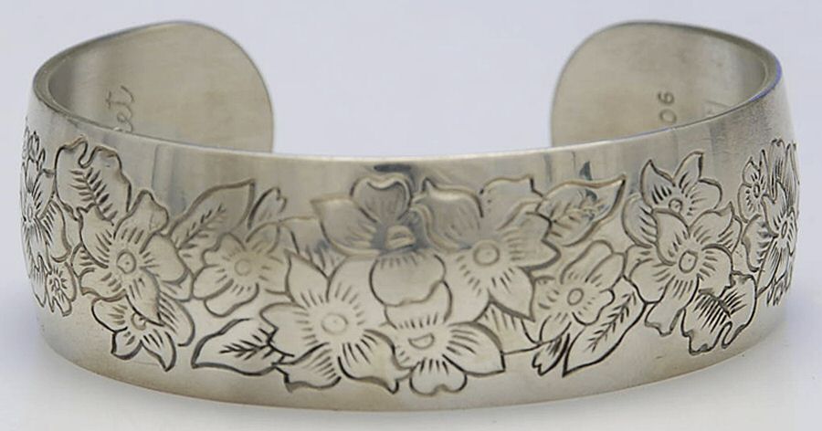 Flower of the Month (Pewter, Hollowware) Cuff Bracelet by Kirk Stieff-1
