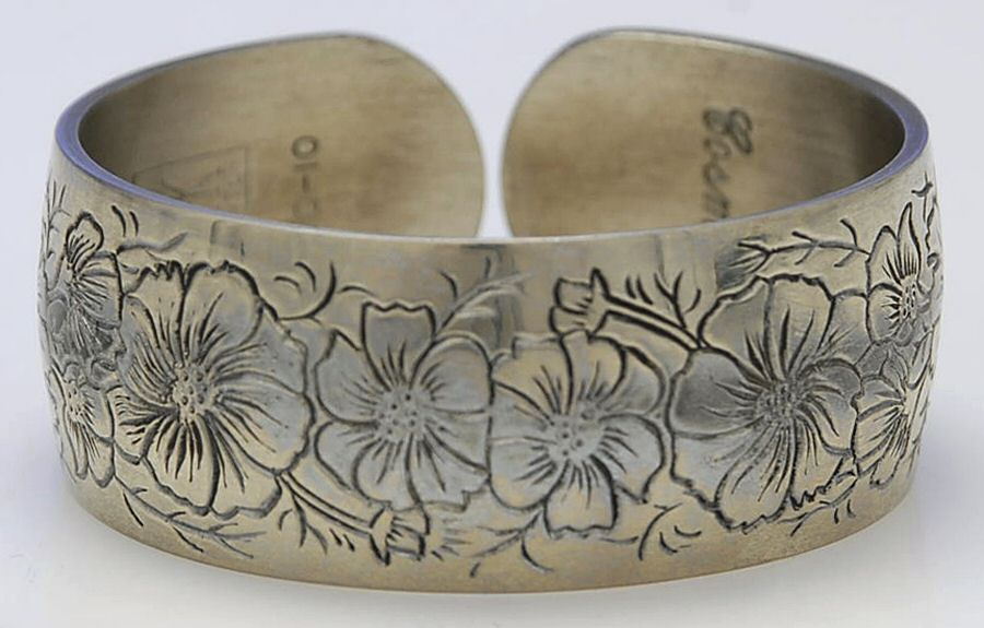 Flower of the Month (Pewter, Hollowware) Cuff Bracelet by Kirk Stieff-1
