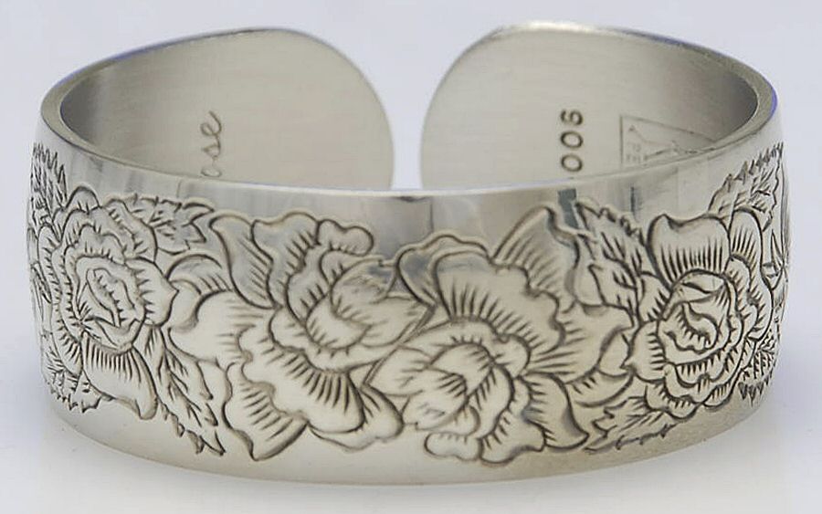 Flower of the Month (Pewter, Hollowware) Cuff Bracelet by Kirk Stieff-1