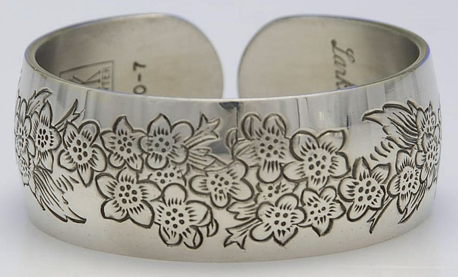 Flower of the Month (Pewter, Hollowware) Cuff Bracelet by Kirk Stieff-1
