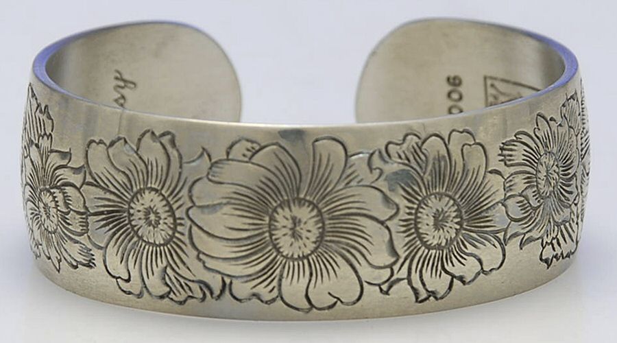 Flower of the Month (Pewter, Hollowware) Cuff Bracelet by Kirk Stieff-1