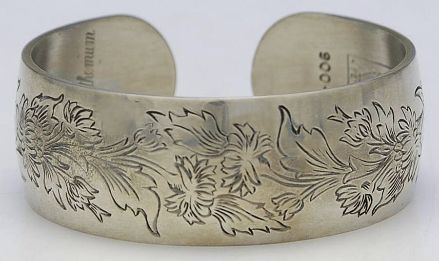 Flower of the Month (Pewter, Hollowware) Cuff Bracelet by Kirk Stieff-1