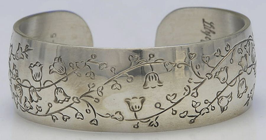 Flower of the Month (Pewter, Hollowware) Cuff Bracelet by Kirk Stieff-1