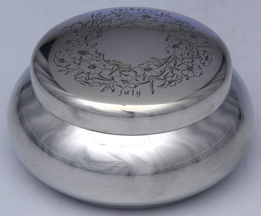 Flower of the Month (Pewter, Hollowware) Covered Box by Kirk Stieff-1