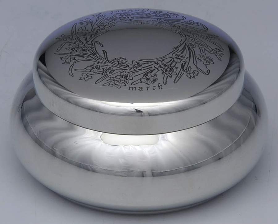 Flower of the Month (Pewter, Hollowware) Covered Box by Kirk Stieff-1