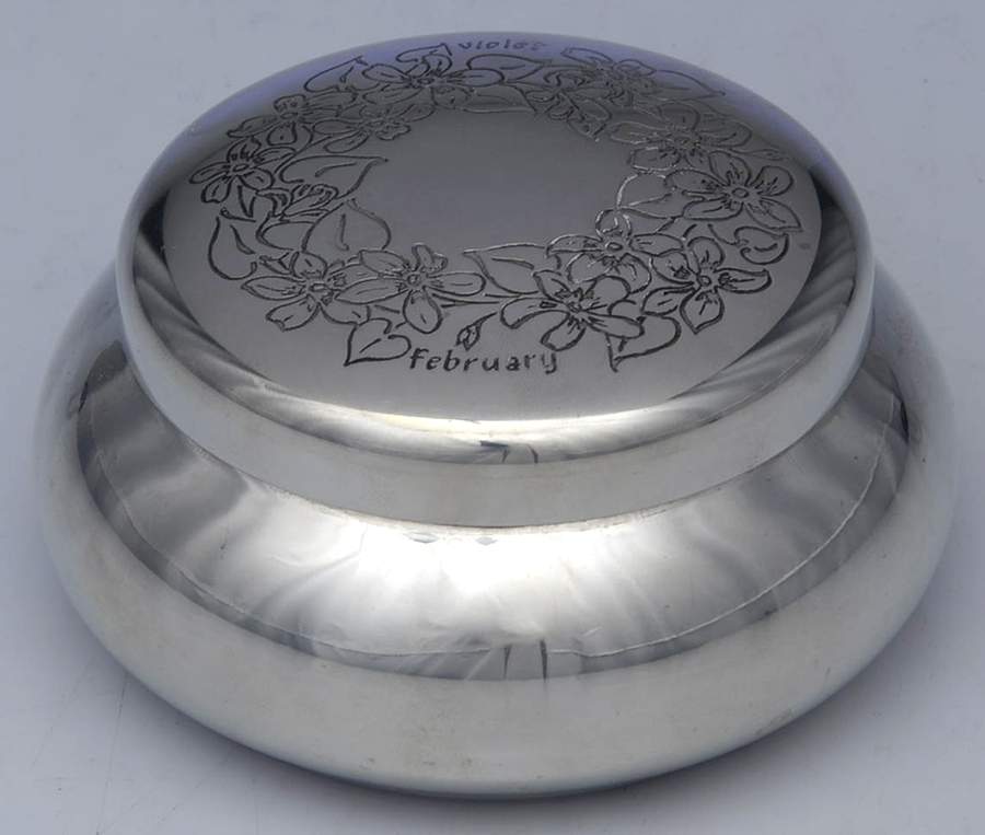 Flower of the Month (Pewter, Hollowware) Covered Box by Kirk Stieff-1