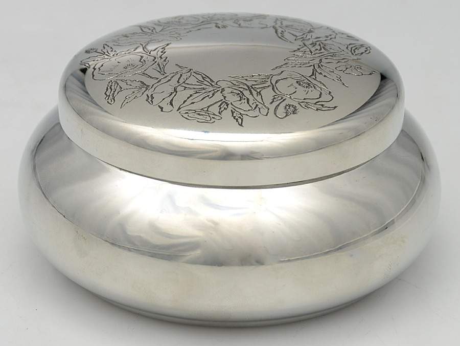 Flower of the Month (Pewter, Hollowware) Covered Box by Kirk Stieff-1