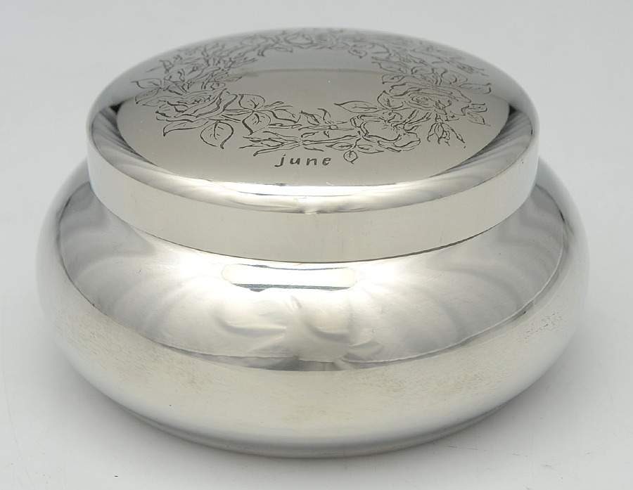 Flower of the Month (Pewter, Hollowware) Covered Box by Kirk Stieff-1